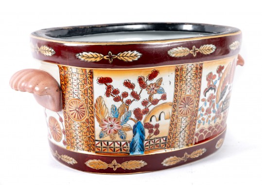 Fabulous Chinese Ceramic Oval Fishbowl Planter