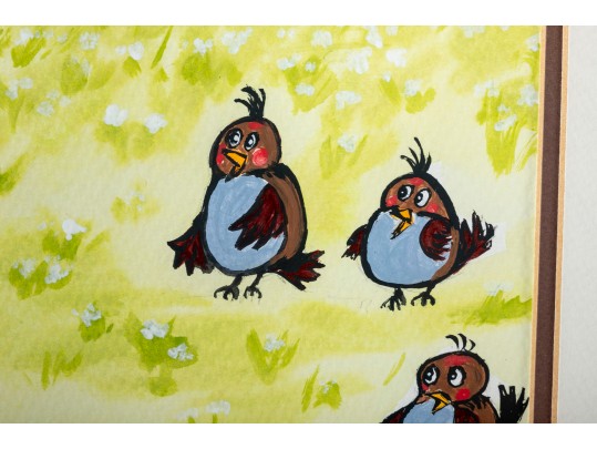 Liuba Fehl (American [SC], B. 1962) Acrylic On Paper Paintings Of Fun Animals