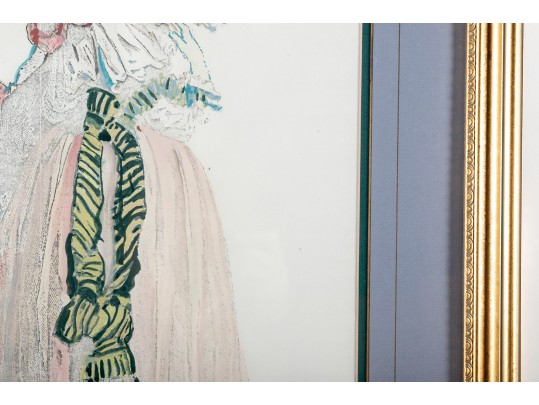 Attrib. Tony Putnam Jr. (American [NC], 1933-1990) Fashion Plate Of A Woman In A Large Dress