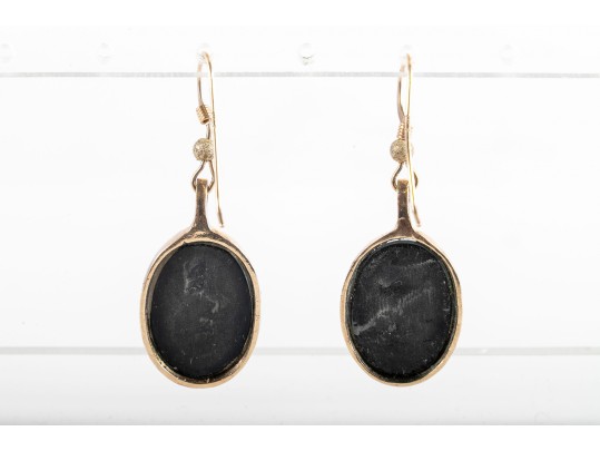 14k Yellow Gold Opalite Dangle Earrings