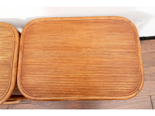 Pair Of MCM Rattan End Tables