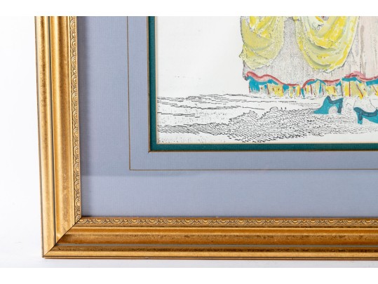 Attrib. Tony Putnam Jr. (American [NC], 1933-1990) Fashion Plate Of A Woman In A Large Dress