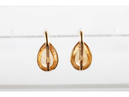 14k Yellow Gold Citrine Drop Earrings