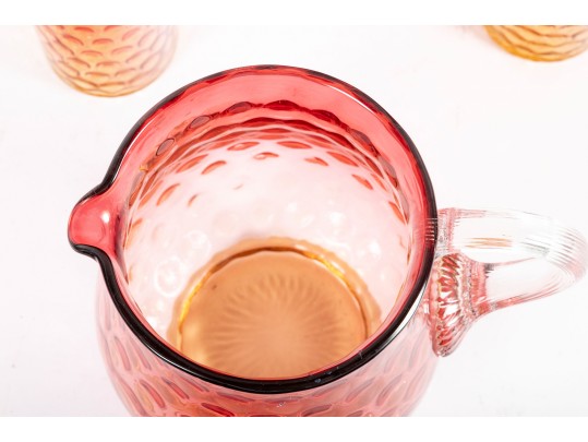 Amberina Coin Depression Glass Lemonade Set