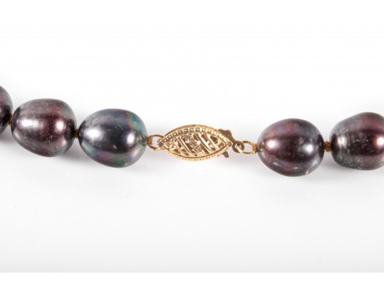 Cultured Brown Pearl Knotted Necklace With A 14k Clasp