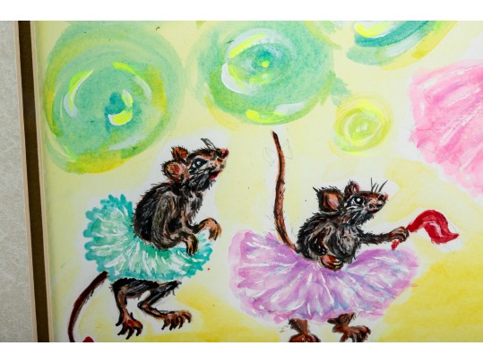 Liuba Fehl (American [SC], B. 1962) Acrylic On Paper Paintings Of Fun Animals