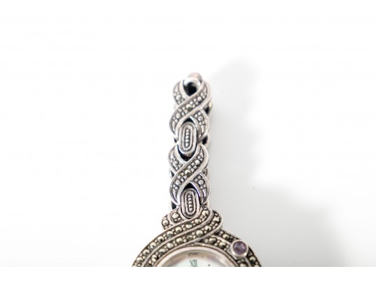 Boma Sterling Silver Wristwatch With MOP And Amethyst