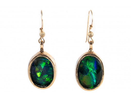 14k Yellow Gold Opalite Dangle Earrings