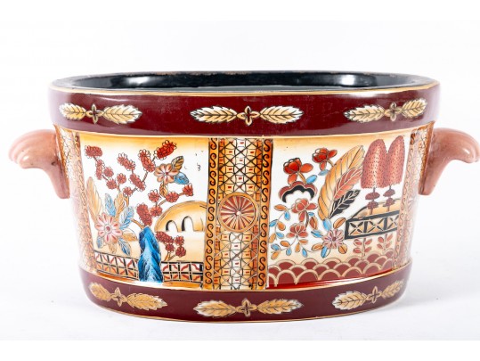 Fabulous Chinese Ceramic Oval Fishbowl Planter