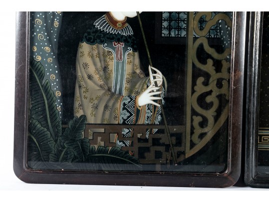 Chinese Reverse Paintings On Glass, Beautiful Women