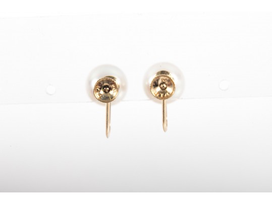 Mikimoto 14k Yellow Gold Cultured Pearl Screw-Back Clip-On Earrings