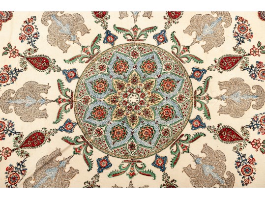Iranian Vintage Ghalamkar Textile, Florals And Flourishes