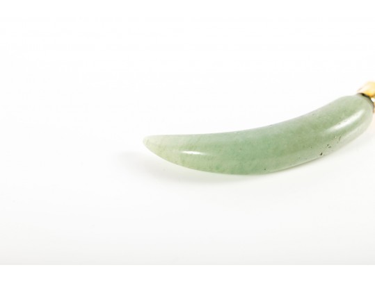 14k Yellow Gold Jade Claw-Form Pendant