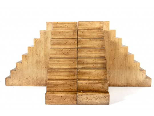 Group Of Four Large Stair-Form Wood Decor
