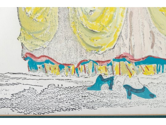 Attrib. Tony Putnam Jr. (American [NC], 1933-1990) Fashion Plate Of A Woman In A Large Dress