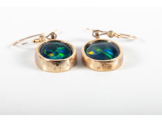 14k Yellow Gold Opalite Dangle Earrings