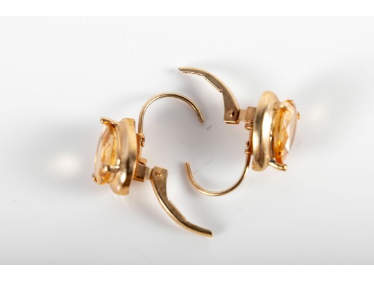 14k Yellow Gold Citrine Drop Earrings
