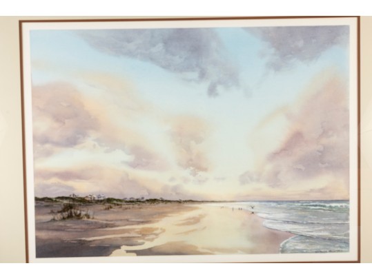 Keith Rose (American [NC], 1920-2007) Large Watercolor, Beach At Sunrise