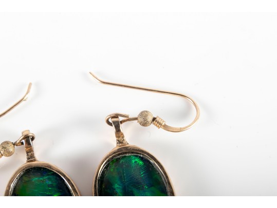 14k Yellow Gold Opalite Dangle Earrings