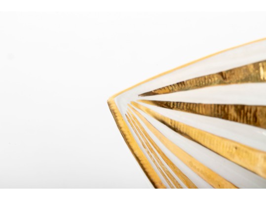 Johnathan Adler White And Gilt Ceramic Bowl