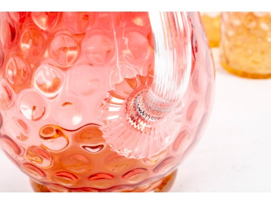 Amberina Coin Depression Glass Lemonade Set