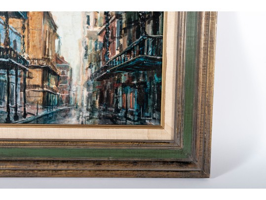 Larry Strickland (American [AL], B. 1948) Oil On Board, City Scene