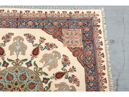 Iranian Vintage Ghalamkar Textile, Florals And Flourishes