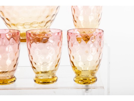 Amberina Coin Depression Glassware