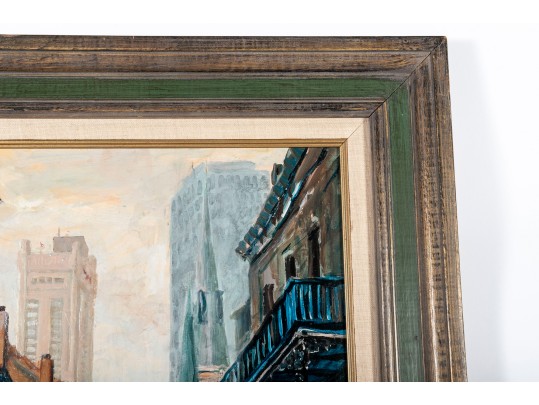 Larry Strickland (American [AL], B. 1948) Oil On Board, City Scene