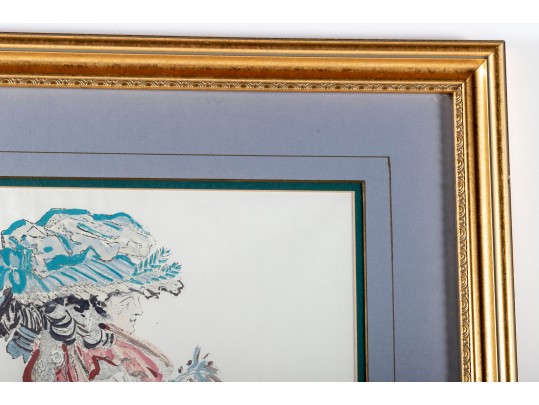 Attrib. Tony Putnam Jr. (American [NC], 1933-1990) Fashion Plate Of A Woman In A Large Dress