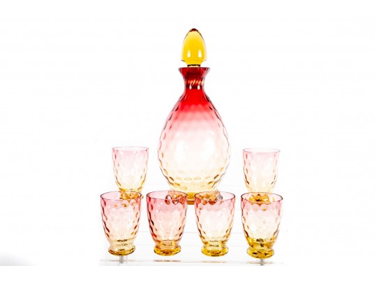 Amberina Coin Depression Glassware