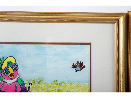 Liuba Fehl (American [SC], B. 1962) Acrylic On Paper Paintings Of Fun Animals