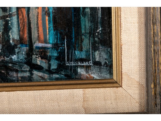 Larry Strickland (American [AL], B. 1948) Oil On Board, City Scene