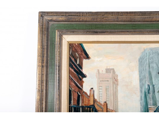 Larry Strickland (American [AL], B. 1948) Oil On Board, City Scene