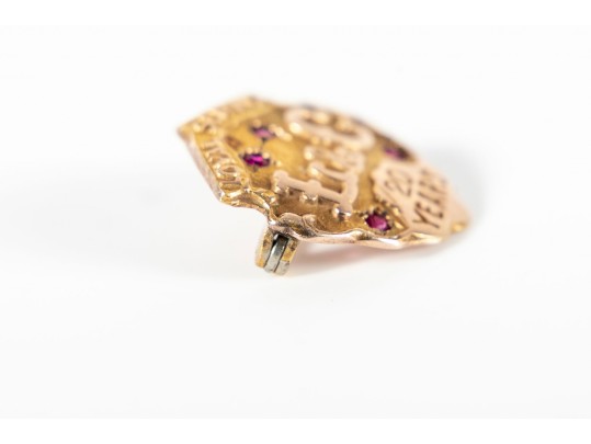 10k Yellow Gold Sapphire Brooch, 20 Years Loyal Service