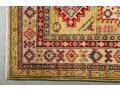 Kazak Wool Scatter Rug In Green, Yellow, And Red (4'8