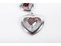 Pretty Sterling Silver And Garnet Heart Dangle Earrings