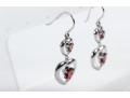 Pretty Sterling Silver And Garnet Heart Dangle Earrings