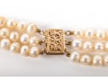 Three-Strand Cultured White Pearl Necklace With A 14k Yellow Gold Clasp