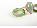 Trio Of Jade Rings, One In 14k Yellow Gold