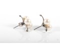 14k White Gold Cultured Pearl Floral Themed Stud Earrings