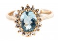14k Yellow Gold Aquamarine And Moissanite Ring Size 8.75