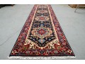 Serapi Wool Runner Rug In Red, Blue, And Cream (10’2” X 2’8”) NEW