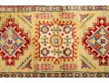 Kazak Wool Scatter Rug In Green, Yellow, And Red (4'8