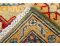 Kazak Wool Scatter Rug In Green, Yellow, And Red (4'8