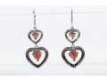 Pretty Sterling Silver And Garnet Heart Dangle Earrings