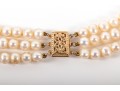 Three-Strand Cultured White Pearl Necklace With A 14k Yellow Gold Clasp