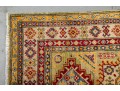 Kazak Wool Scatter Rug In Green, Yellow, And Red (4'8