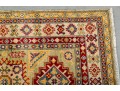 Kazak Wool Scatter Rug In Green, Yellow, And Red (4'8