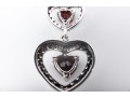 Pretty Sterling Silver And Garnet Heart Dangle Earrings